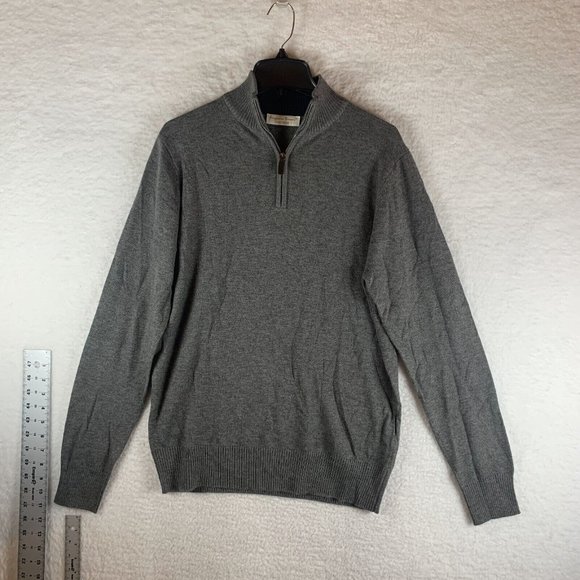 Gianfranco Burani Sweater Men's Medium Gray Cashmere Mock Neck 1/4 Zip 7348‎ - Picture 1 of 8